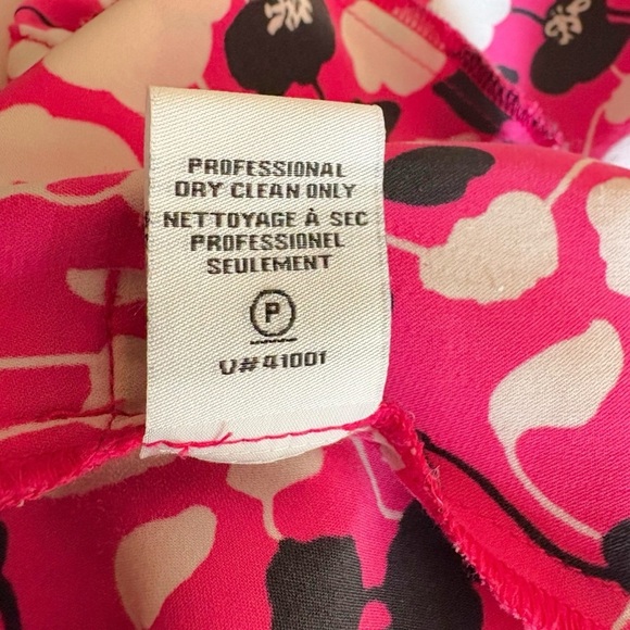 Diane Von Furstenberg Freya Size 0 Pink and Black Floral Silk Dress Tie Waist - Picture 13 of 15